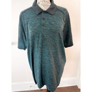 Lululemon Mens Metal Vent Tech Polo Shirt Teal Black Space Dye Size Large L G